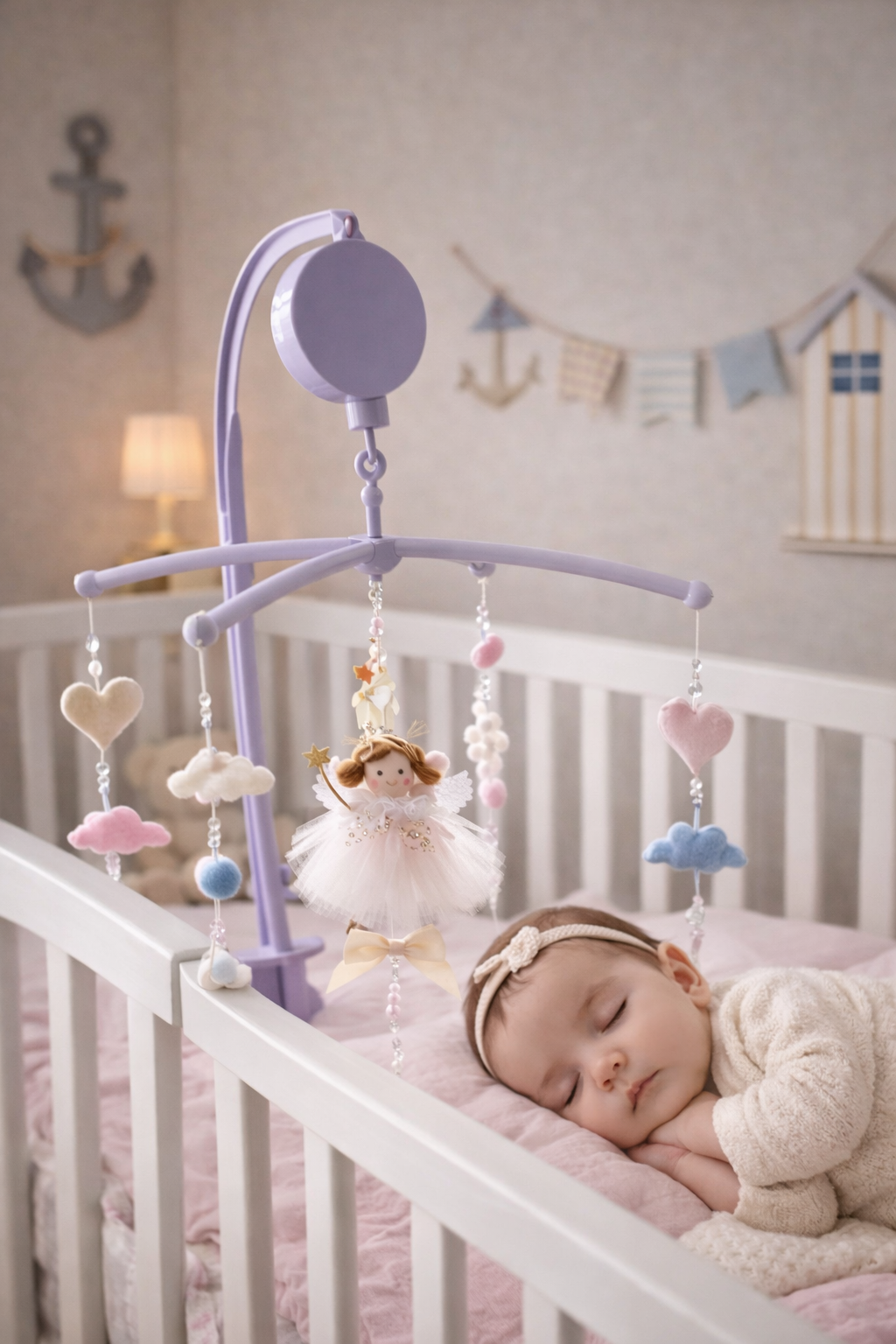 Mobile bébé musical rose – Douce Nuit Céleste