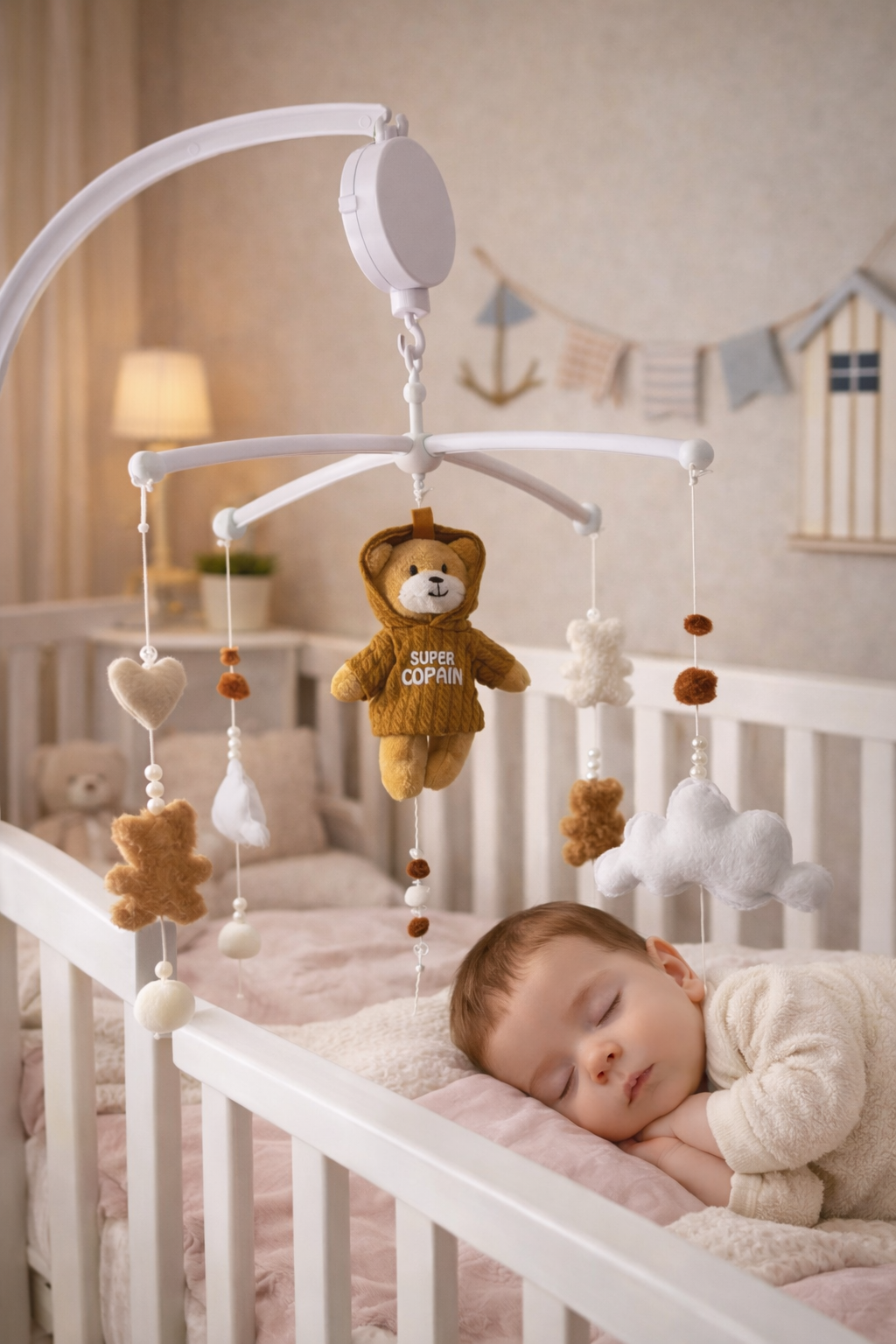 Mobile musical bébé – Collection Ourson Douce Nuit 🧸✨